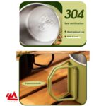 لیوان استیل مخصوص کمپینگ و طبیعت‌گردی با دسته تاشو - تصویر 10