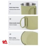 لیوان استیل مخصوص کمپینگ و طبیعت‌گردی با دسته تاشو - تصویر 4