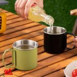 لیوان استیل مخصوص کمپینگ و طبیعت‌گردی با دسته تاشو - تصویر 9